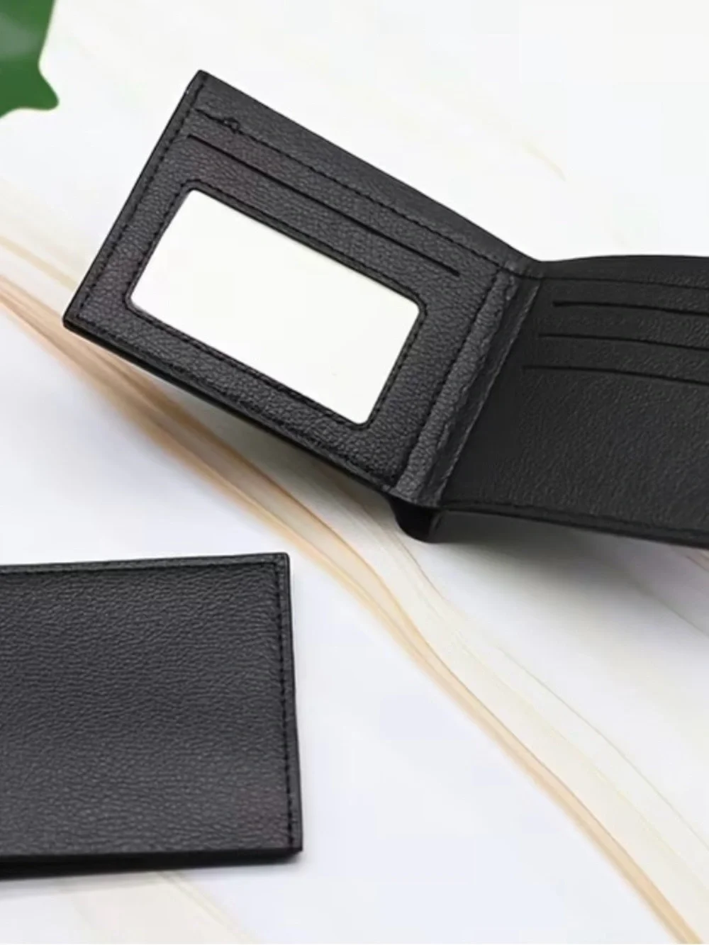 Classic Black Men's Slim Design Leather ID Wallet Black or Dark Brown